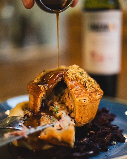 Homemade pie with gravy at The Bells